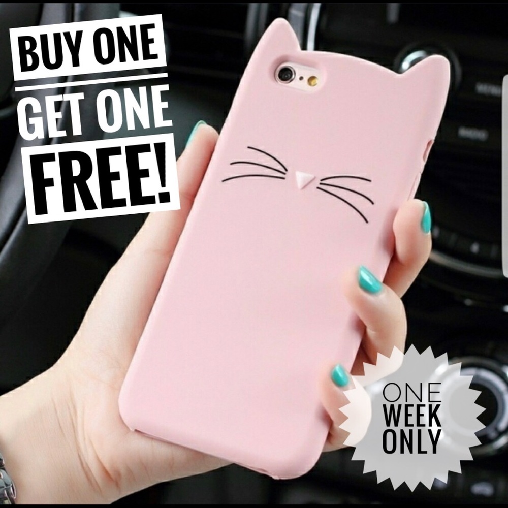 Iphone case silicone cute pink cat